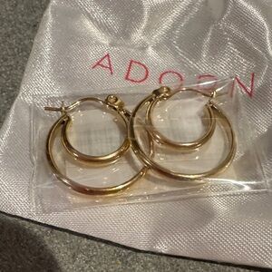 Adornia Gold Plates Double Hoop Earrings NWT. Comes with dustbag